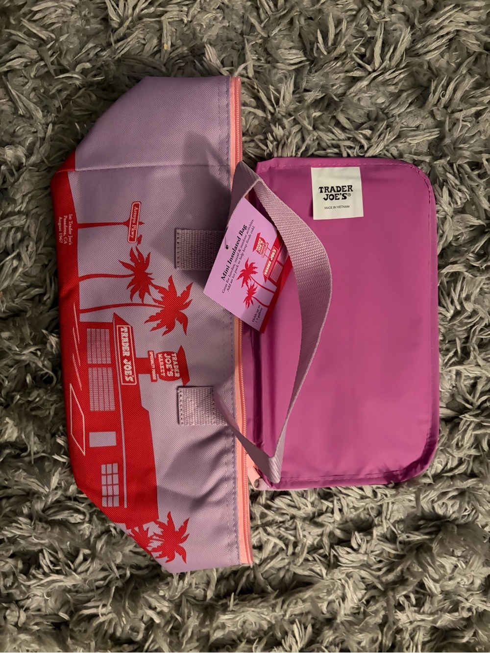 Trader Joe's Pink & Red Tote Bag - Insulated Shopper